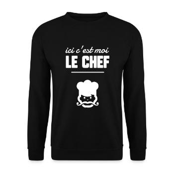 Ici c’est moi le chef - Sweat-shirt Unisexe - noir - Devant - Alina (178cm) & Michal (187cm)