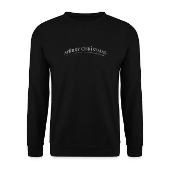merry Christmas Schriftzug mit Symbolen - Unisex Pullover - Schwarz - Vorne - Alina (178cm) & Michal (187cm)