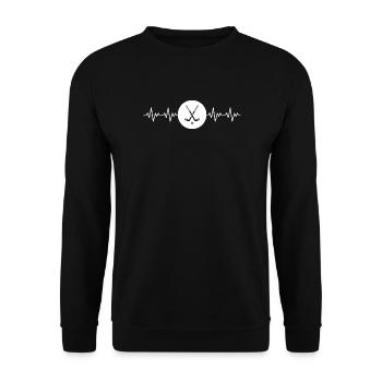 Hockey Stick Hockey ECG Heartbeat Gift - Unisex Sweatshirt - black - Front - Alina (178cm) & Michal (187cm)