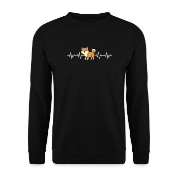 Shiba Inu ECG Battement de cœur - Sweat-shirt Unisexe - noir - Devant - Alina (178cm) & Michal (187cm)