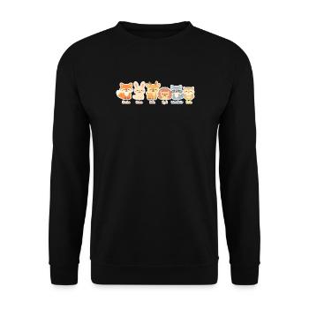 Niedliche Waldtiere Serie im Clipart-Stil - Unisex Pullover - Schwarz - Vorne - Alina (178cm) & Michal (187cm)