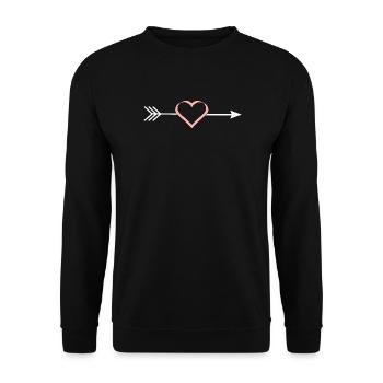 pinkes Herz rosa rot Pfeil Herzen Valentinstag - Unisex Pullover - Schwarz - Vorne - Alina (178cm) & Michal (187cm)
