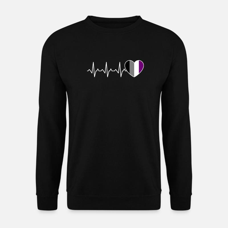 Ace Pride Heartbeat Asexual - Unisex Sweatshirt - black