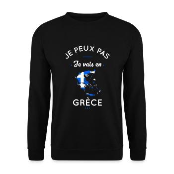 Je peux pas je vais en Grèce - Sweat-shirt Unisexe - noir - Devant - Alina (178cm) & Michal (187cm)