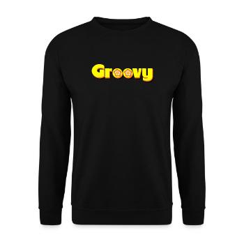 Groovy 70s Flower Blossom - Unisex Sweatshirt - black - Front - Alina (178cm) & Michal (187cm)