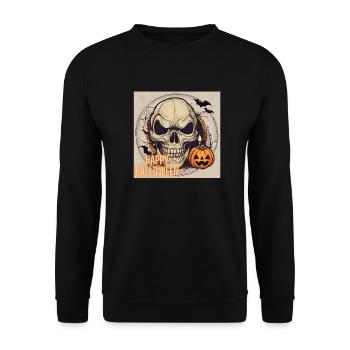 Happy Halloween - Halloween Design - Unisex Pullover - Schwarz - Vorne - Alina (178cm) & Michal (187cm)