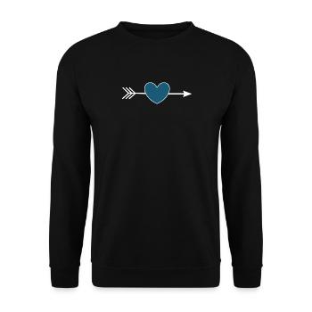 blue heart with arrow Valentine's Day gift - Unisex Sweatshirt - black - Front - Alina (178cm) & Michal (187cm)