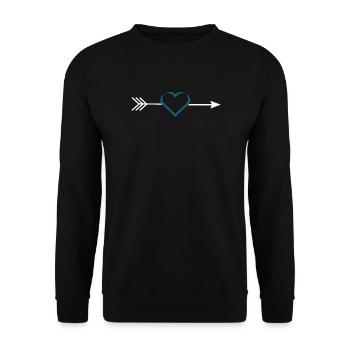 blue heart with arrow Valentine's Day gift - Unisex Sweatshirt - black - Front - Alina (178cm) & Michal (187cm)