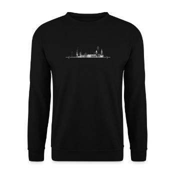 Urban Skyline Pulse Line Art - Unisex Sweatshirt - black - Front - Alina (178cm) & Michal (187cm)