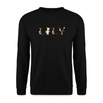 Nom de LILY décoré de fleurs - Sweat-shirt Unisexe - noir - Devant - Alina (178cm) & Michal (187cm)