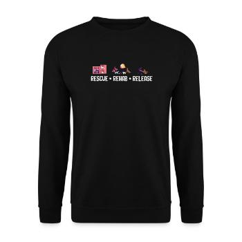 Sauvetage, Réhabilitation, Libération, Refuge pour animaux, Famille d’accueil - Sweat-shirt Unisexe - noir - Devant - Alina (178cm) & Michal (187cm)