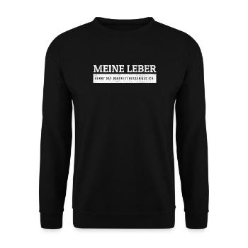 SARKASMUS - Die Leber kennt das Dorffest besser. - Unisex Pullover - Schwarz - Vorne - Alina (178cm) & Michal (187cm)