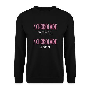 Schokolade - Unisex Pullover - Schwarz - Vorne - Alina (178cm) & Michal (187cm)