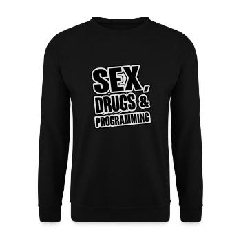 Sex, Drugs & Programming - Unisex Pullover - Schwarz - Vorne - Alina (178cm) & Michal (187cm)