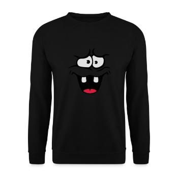 Insecure Anxious Comic Cartoon Face - Unisex Sweatshirt - black - Front - Alina (178cm) & Michal (187cm)