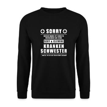 Krankenschwester - Dieser Mann Ist Bereits ... - Unisex Pullover - Schwarz - Vorne - Alina (178cm) & Michal (187cm)
