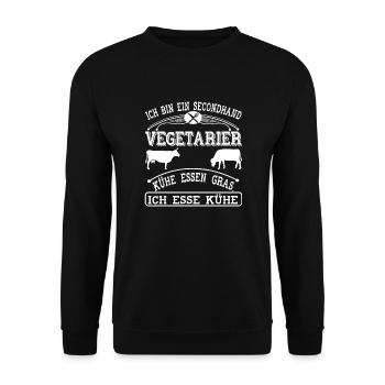 Secondhand Vegetarier - Unisex Pullover - Schwarz - Vorne - Alina (178cm) & Michal (187cm)