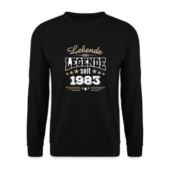 1983 Geburtsjahr Geburtstag Geburt geboren - Unisex Pullover - Schwarz - Vorne - Alina (178cm) & Michal (187cm)