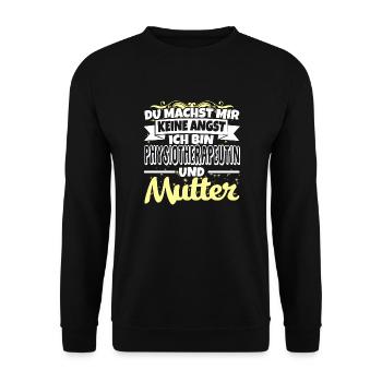 PHYSIOTHERAPEUTIN und Mutter - Keine Angst - Unisex Pullover - Schwarz - Vorne - Alina (178cm) & Michal (187cm)