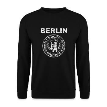Berlin Rocks Weiss Vintage - Unisex Pullover - Schwarz - Vorne - Alina (178cm) & Michal (187cm)