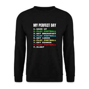 Mein perfekter Tag lustiges Spiel Fußball Spieler Geschenk - Unisex Pullover - Schwarz - Vorne - Alina (178cm) & Michal (187cm)