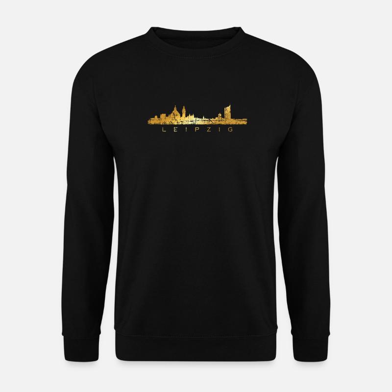 Leipziger Skyline (Vintage/Goldgelb) Leipzig - Unisex Pullover - Schwarz