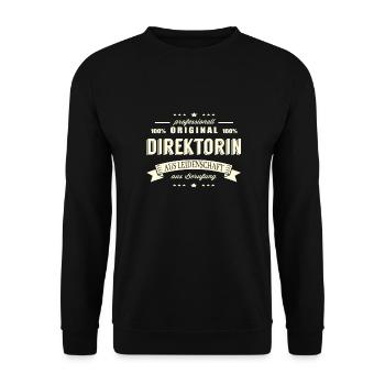 Direktorin aus Leidenschaft - Unisex Pullover - Schwarz - Vorne - Alina (178cm) & Michal (187cm)