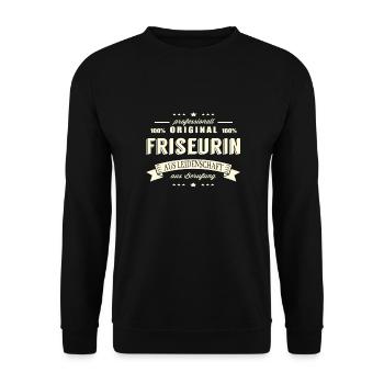 Friseurin aus Leidenschaft - Unisex Pullover - Schwarz - Vorne - Alina (178cm) & Michal (187cm)