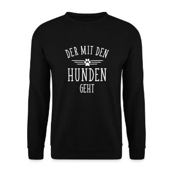 Der mit den Hunden geht - Unisex Pullover - Schwarz - Vorne - Alina (178cm) & Michal (187cm)