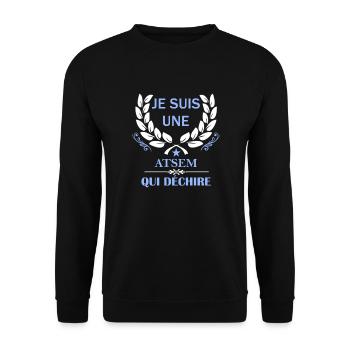 je suis une atsem qui déchire - Unisex Sweatshirt - black - Front - Alina (178cm) & Michal (187cm)