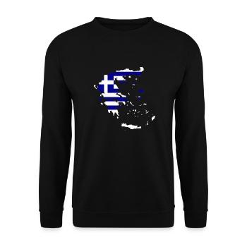 Greece Flag Map - Unisex Sweatshirt - black - Front - Alina (178cm) & Michal (187cm)