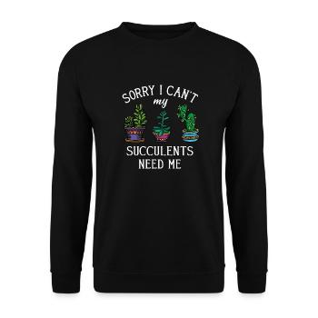Meine Sukkulenten brauchen mich Geschenk - Unisex Pullover - Schwarz - Vorne - Alina (178cm) & Michal (187cm)