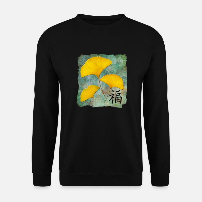 Ginkgo Feng Shui Design Glück - Unisex Pullover - Schwarz