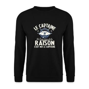 Le Capitaine A Toujours Raison C'est Moi Captain - Sweat-shirt Unisexe - noir - Devant - Alina (178cm) & Michal (187cm)