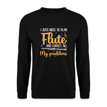 Flute Sayings | Musical Instrument Hobby Gift - Unisex Sweatshirt - black - Front - Alina (178cm) & Michal (187cm)