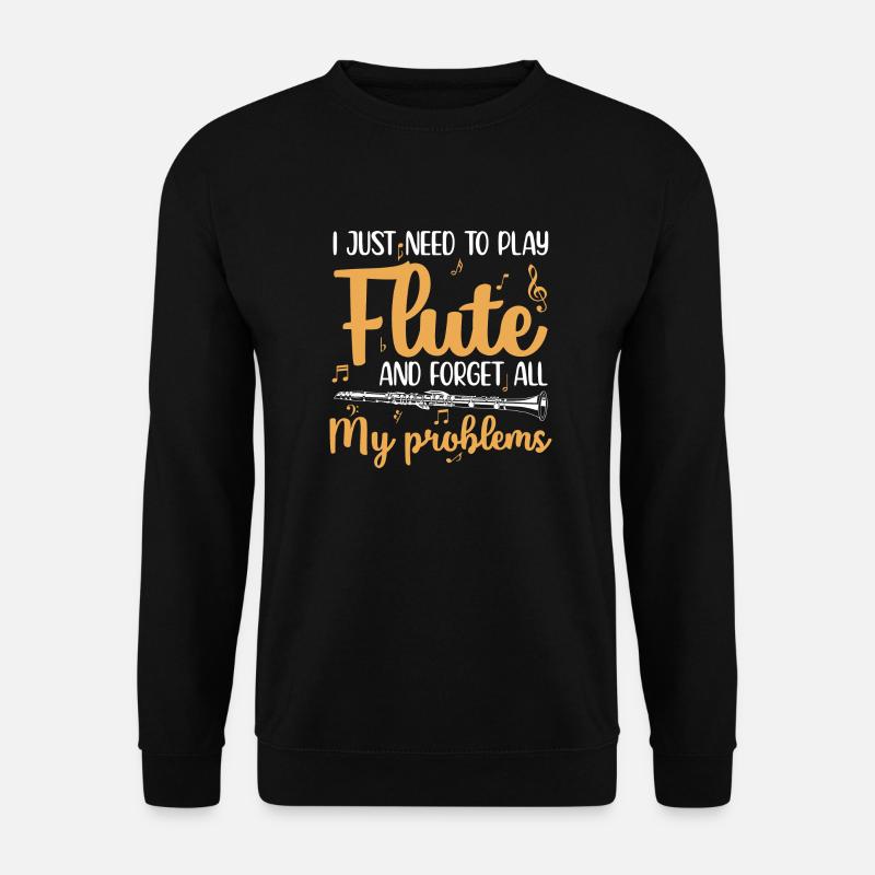 Querflöte Sprüche | Musikinstrument Hobby Geschenk - Unisex Pullover - Schwarz