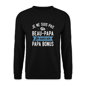 Je Suis Pas Beau-Papa Je Suis Un Papa Bonus Cadeau - Sweat-shirt Unisexe - noir - Devant - Alina (178cm) & Michal (187cm)