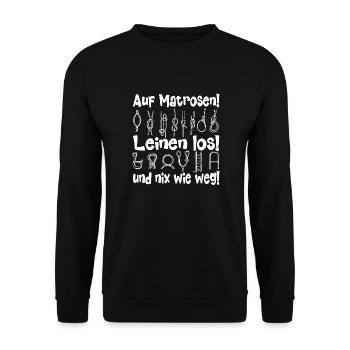 Auf Matrosen! Leinen los! - Unisex Pullover - Schwarz - Vorne - Alina (178cm) & Michal (187cm)