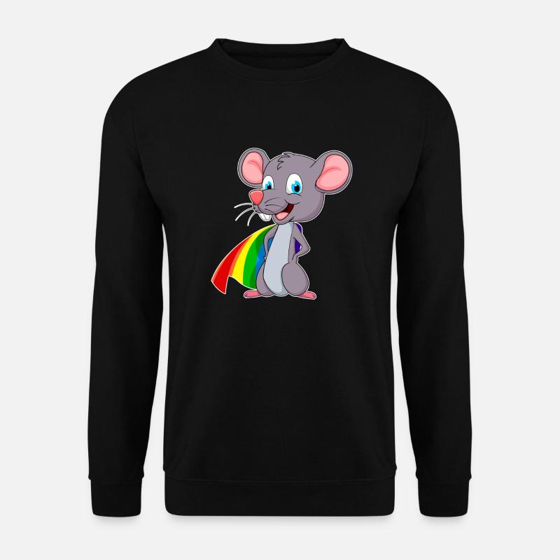 superhelden maus mit regenbogen umhang lgbt schwul - Unisex Pullover - Schwarz
