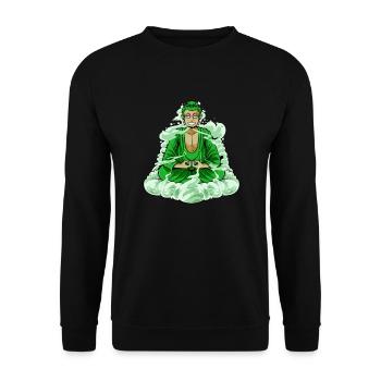 Weed Buddha Shirt - Unisex Pullover - Schwarz - Vorne - Alina (178cm) & Michal (187cm)