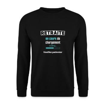 Retraite en chargement - retraité retraitée - Sweat-shirt Unisexe - noir - Devant - Alina (178cm) & Michal (187cm)