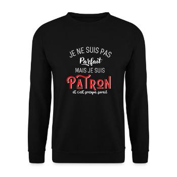 pas parfait mais patron - Sweat-shirt Unisexe - noir - Devant - Alina (178cm) & Michal (187cm)