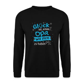 Glück Ist Einen Opa Wie Dich Zu Haben Geschenk Opa - Unisex Pullover - Schwarz - Vorne - Alina (178cm) & Michal (187cm)