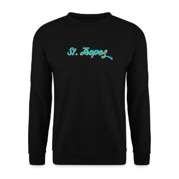 St. Tropez Neon Kalligrafie - Unisex Pullover - Schwarz - Vorne - Alina (178cm) & Michal (187cm)