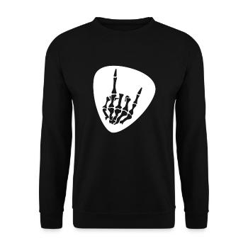Guitar Pick Plectrum Skeleton French Friesfork Main - Sweat-shirt Unisexe - noir - Devant - Alina (178cm) & Michal (187cm)