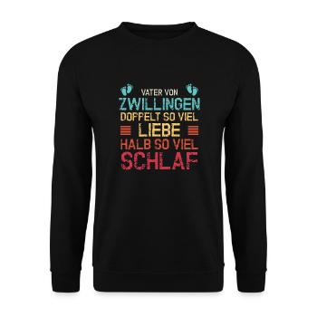 Vater von Zwillingen eineiige zweieiige Geschenk - Unisex Pullover - Schwarz - Vorne - Alina (178cm) & Michal (187cm)
