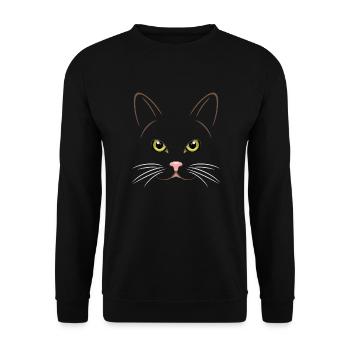Portrait d’un chat aux yeux verts - Sweat-shirt Unisexe - noir - Devant - Alina (178cm) & Michal (187cm)