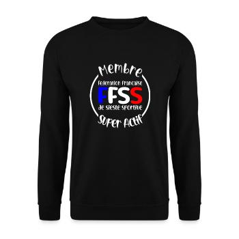 membre actif federation francaise sieste sportive - Sweat-shirt Unisexe - noir - Devant - Alina (178cm) & Michal (187cm)