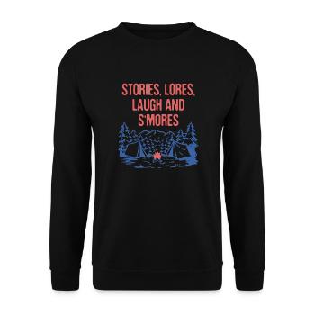 Histoires Lores Laugh & S’mores Camping Dictons - Sweat-shirt Unisexe - noir - Devant - Alina (178cm) & Michal (187cm)