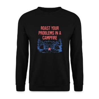 Roast Problems in a Campfire Positivity Camping - Unisex Sweatshirt - black - Front - Alina (178cm) & Michal (187cm)